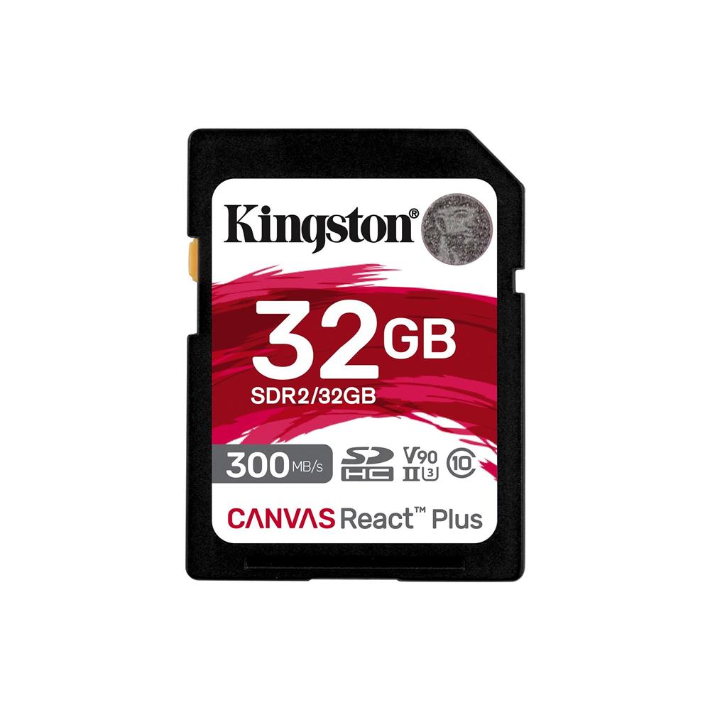 Kingston%20SDR2-32GB%20Canvas%20React%20Plus%20SDHC%20UHS-II%20300R-260W%20U3%20V90%20for%20Full%20HD-4K-8K%20Hafıza%20Kartı