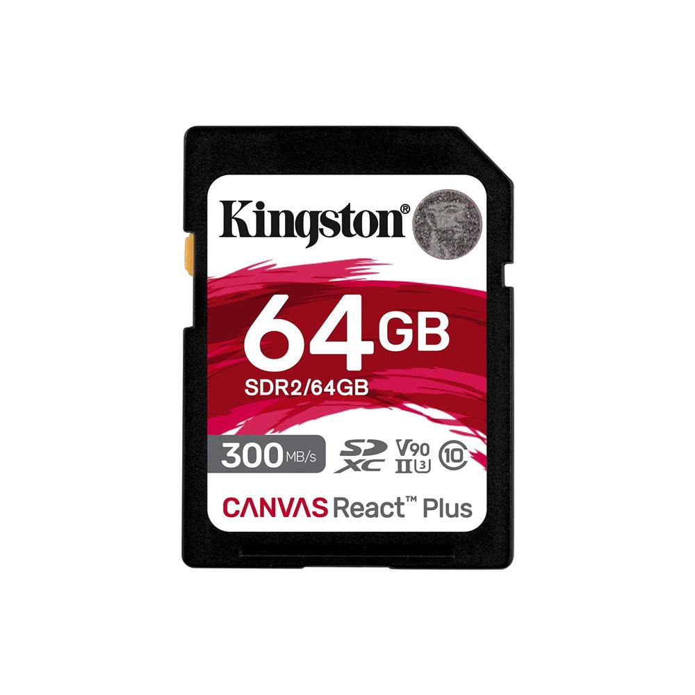 Kingston%20SDR2-64GB%20Canvas%20React%20Plus%20SDXC%20UHS-II%20300R-260W%20U3%20V90%20for%20Full%20HD-4K-8K%20Hafıza%20Kartı