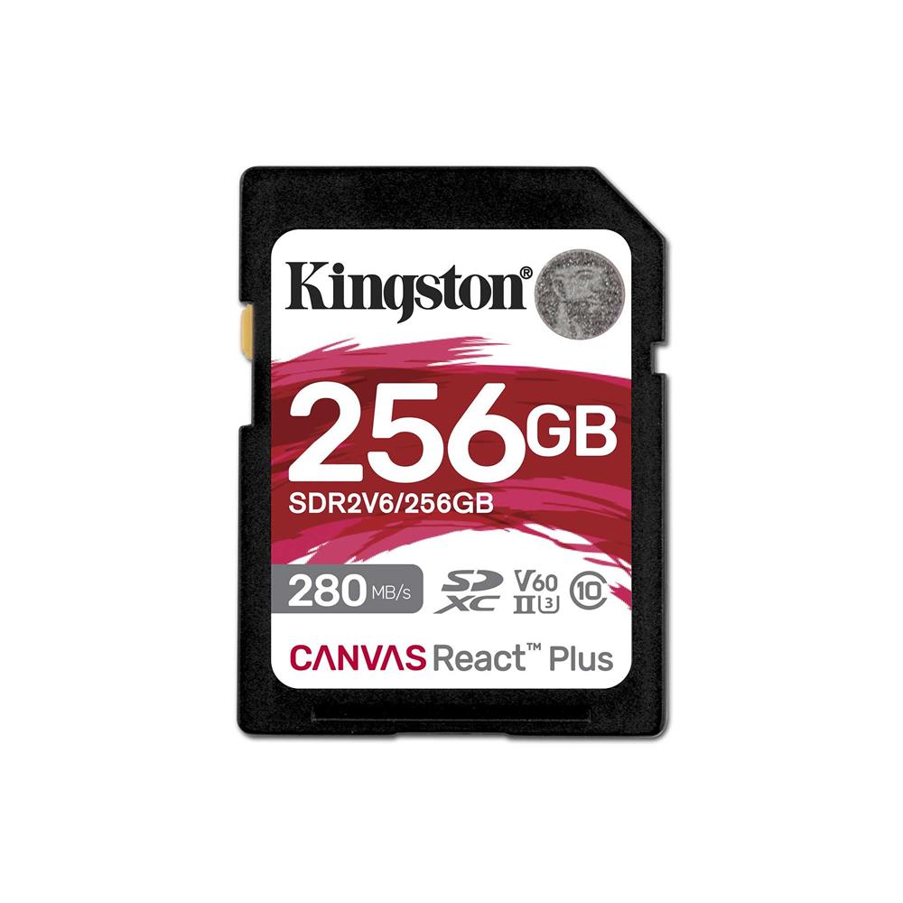 Kingston%20SDR2V6-256GB%20Canvas%20React%20Plus%20SDXC%20UHS-II%20280R-150W%20U3%20V60%20for%20Full%20HD-4K%20SD%20Hafıza%20Kartı