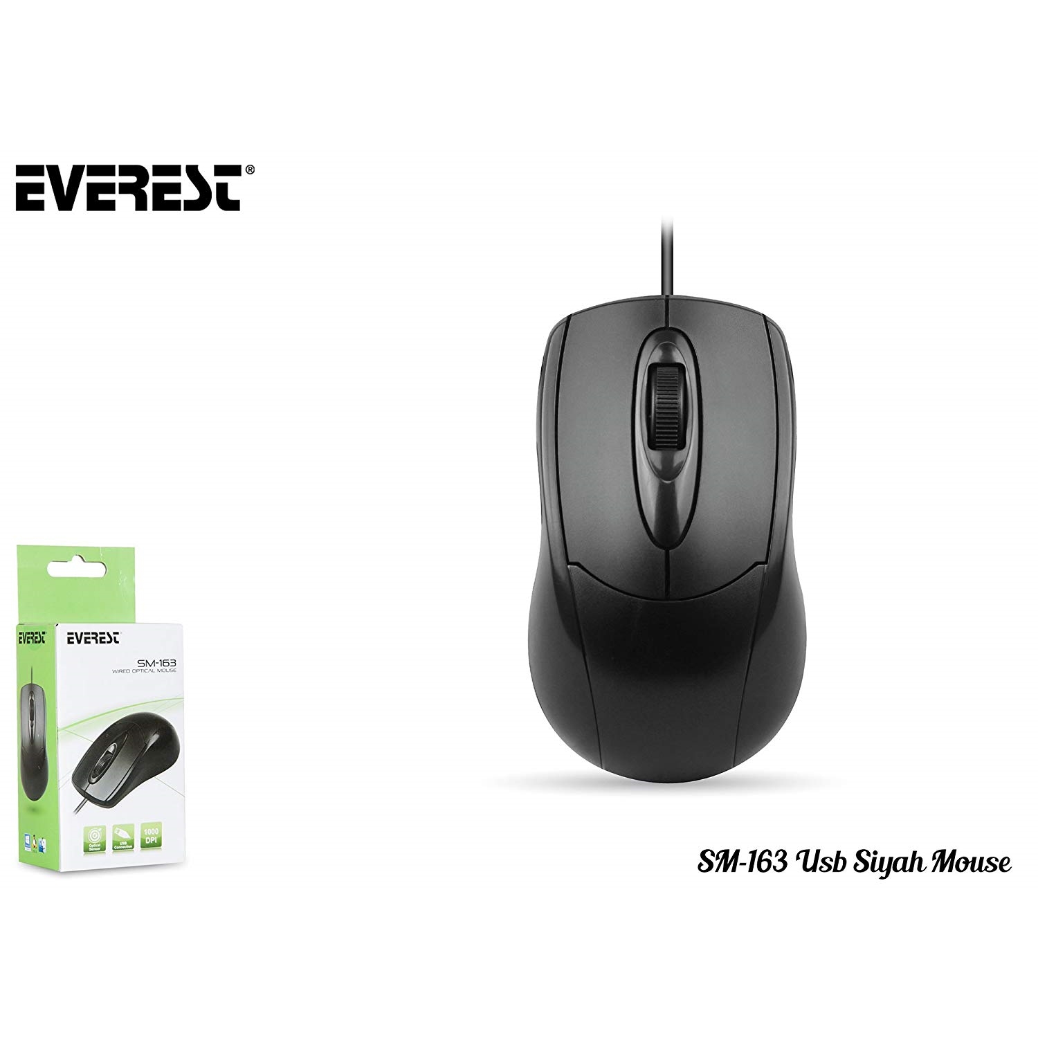 Everest%20SM-163%20Usb%201000%20Dpi%20Siyah%20Mouse%20Kablolu