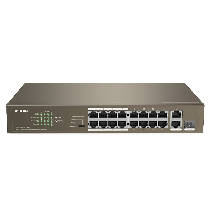 IP-COM%20IP-F1118P-16-150W%2016%20Port%2010/100%2016%20Port%20Poe%201XGE%20Uplink%201%20X%20SFP%20150W%20Yonetilemez%20Rackmount%20Switch