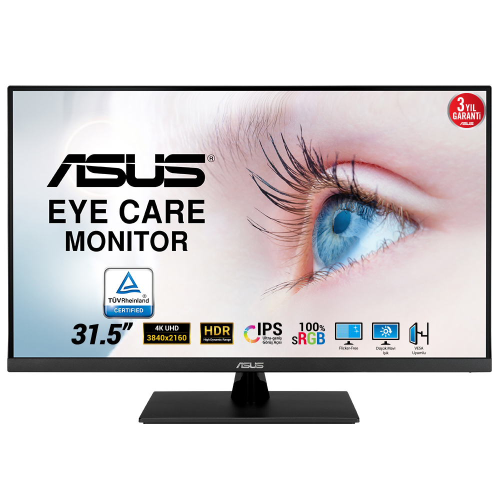 Asus%20VP32UQ%2031,5’’%20IPS%203840x2160%204ms%20Dp%20Hdmi%20MM%20Vesa%203Yıl%20Eyecare%20100%%20SRGB%2010%20Bit%20HDR10