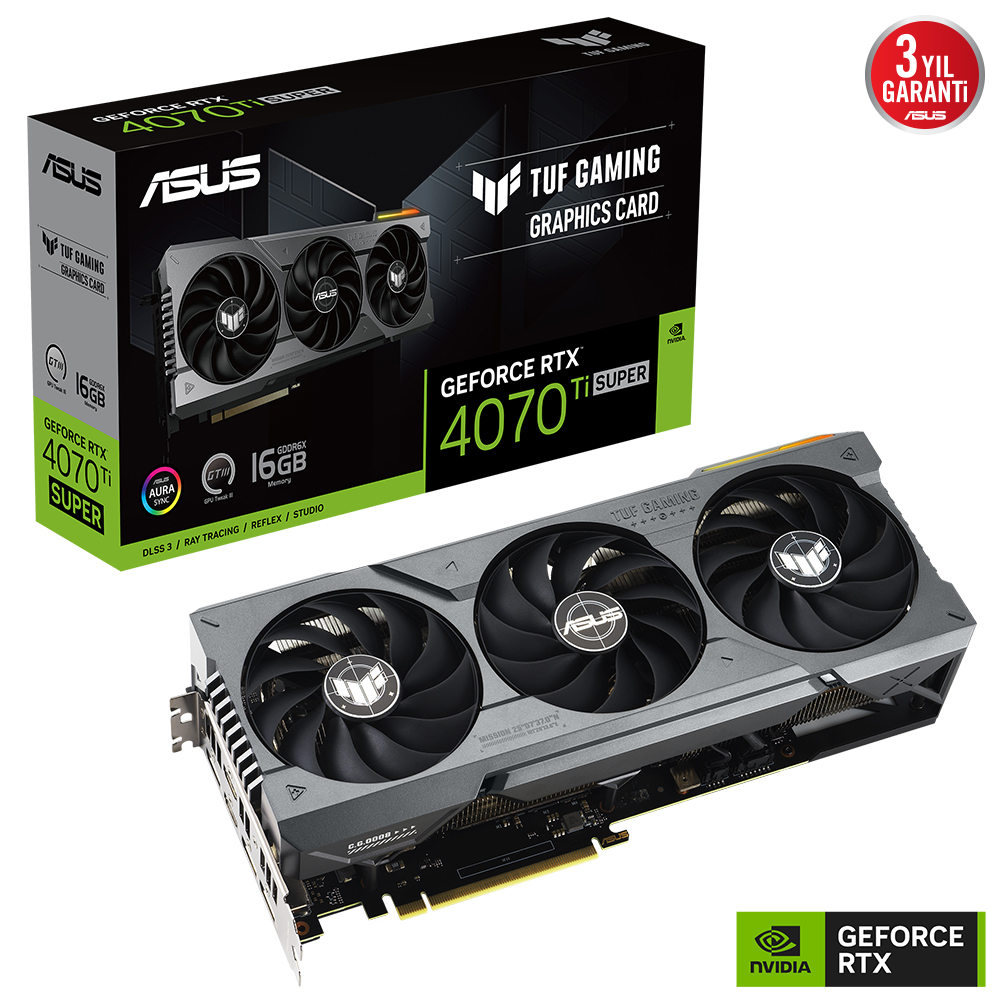 Asus%20TUF-RTX4070TIS-16G-GAMING%20Nvidia%20Geforce%20RTX%204070%20TI%20Super%2016Gb%20Gddr6X%20256bit%202640MHz%202xHdmı%203xDp%20RGB%20DLSS3%20Ekran%20kartı