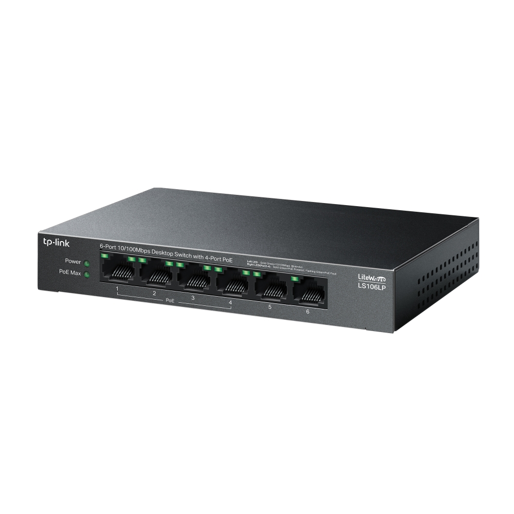 Tp-link%20LS106LP%206%20Port%2010/100%204%20Port%20Poe+%20Yönetilemez%20Desktop%20Switch%20Metal%20Kasa