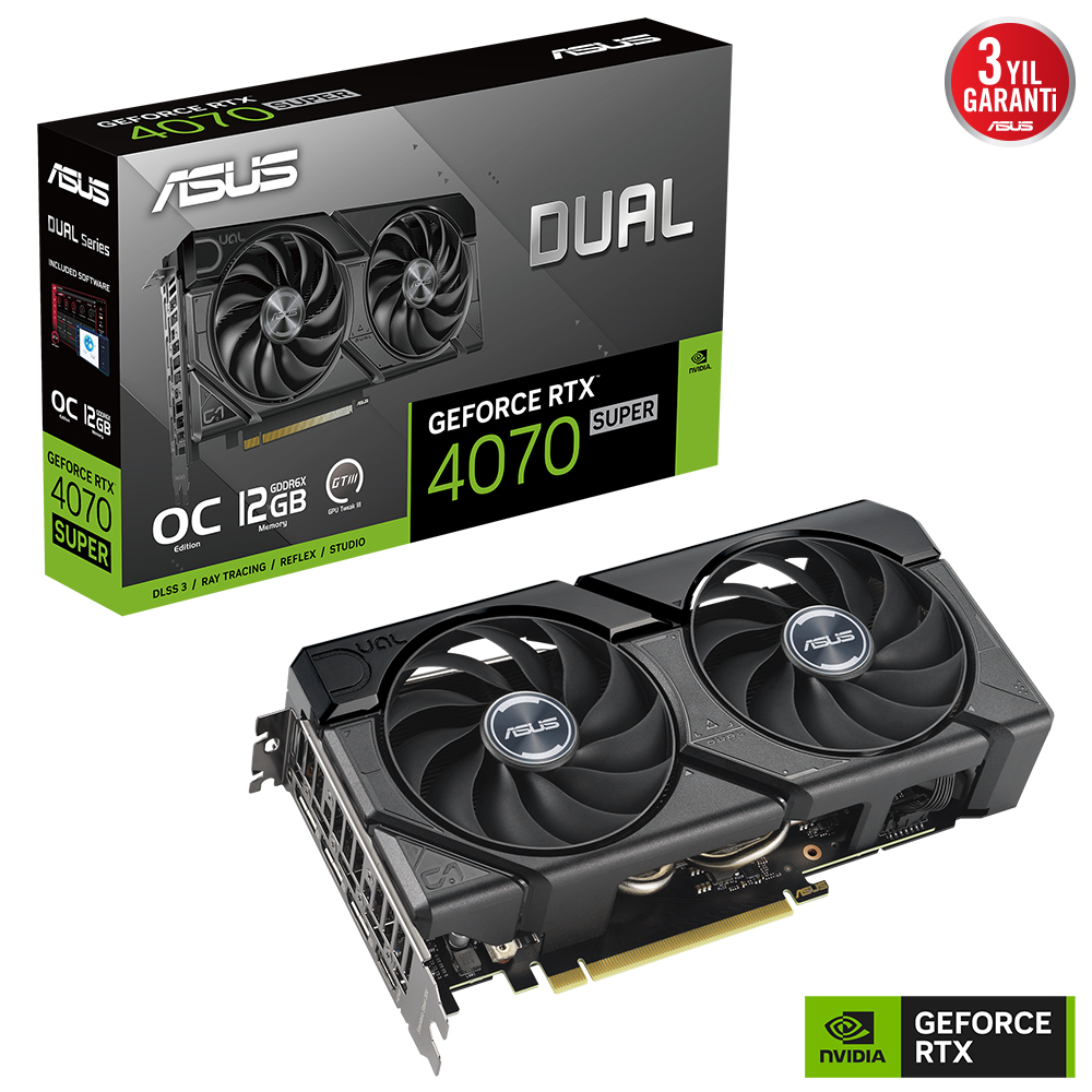 Asus%20DUAL-RTX4070S-O12G-EVO%20RTX4070%20Super%20OC%2012%20Gb%20Gddr6X%20192bit%202550MHz%20OC%20Hdmı%203xDP%20DLSS3%20Ekran%20Kartı