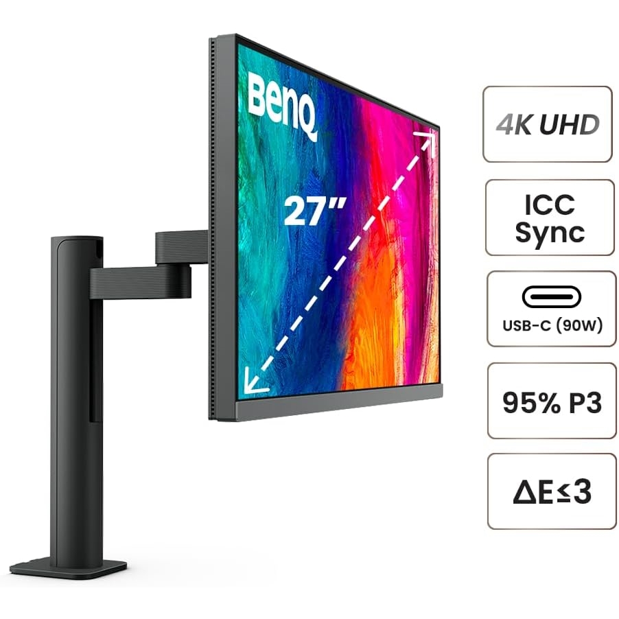 Benq%20PD2706UA%2027’’%205Ms%204K%20HDR%203840x2160%20Dp%20Hdmı%20Type-c%20Pivot%20SRGB%20REC709%20Dualview%20Ergo%20Arm%20Tasarım%20Monitör