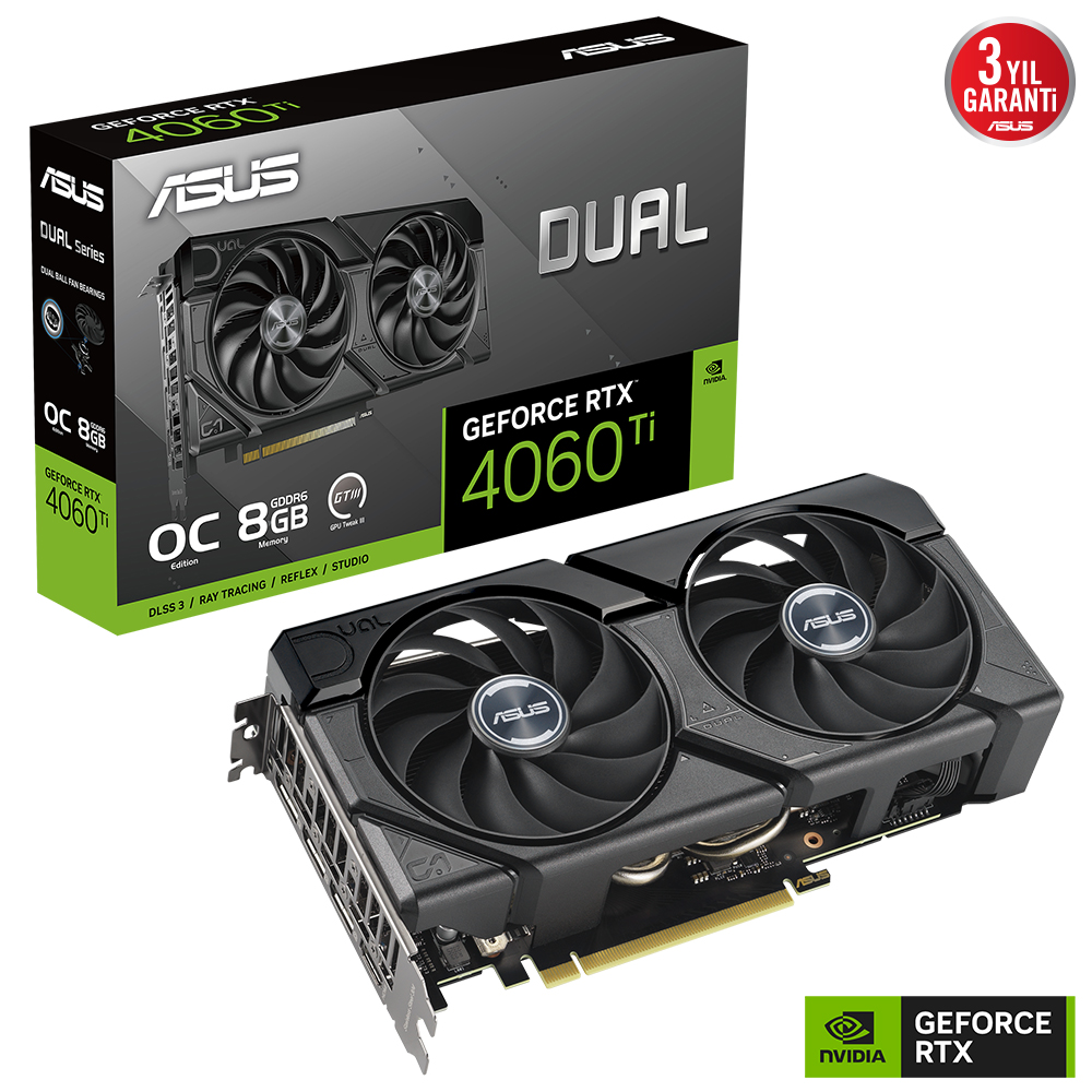 Asus%20DUAL-RTX4060TI-O8G-EVO%20RTX4060TI%208%20Gb%20Gddr6X%20128Bit%203xDp%201xHdmı%20Ekran%20Kartı