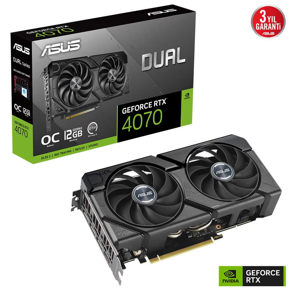 Asus%20DUAL-RTX4070-O12G-EVO%20RTX4070%2012%20Gb%20Gddr6%20192Bit%203xDp%201xHdmı%20Ekran%20Kartı