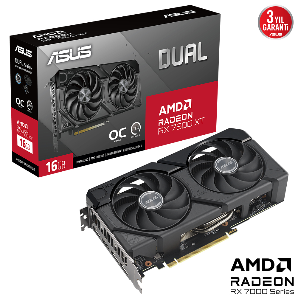 Asus%20DUAL-RX7600XT-O16G%20RX7600XT%2016Gb%20Gddr6%20128Bit%20Dvı/Hdmı/Dp%20Ekran%20Kartı