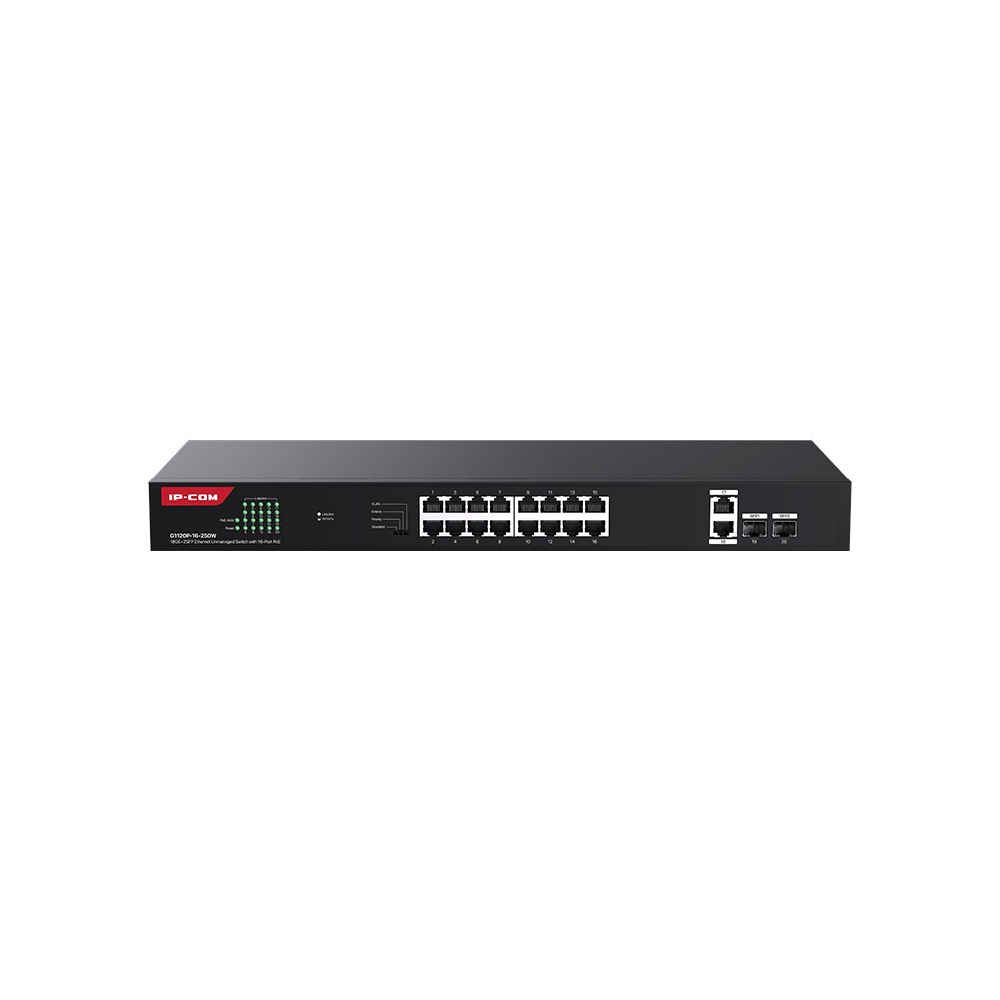 IP-COM%20G1120P-16-250W%2016%20Port%20Poe%2010/100/1000%202xSFP%20250W%20Yönetilemez%20Rack%20Mount%20Switch