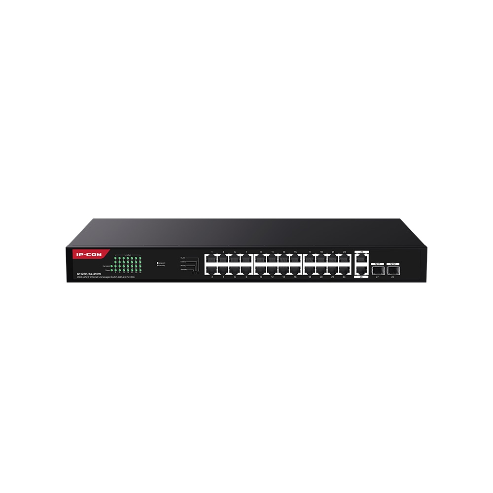 IP-COM%20G1128P-24-410W%2024%20Port%20Poe%2010/100/1000%202xGE%20+%202xSFP%20410W%20Yönetilemez%20Rack%20Mount%20Switch