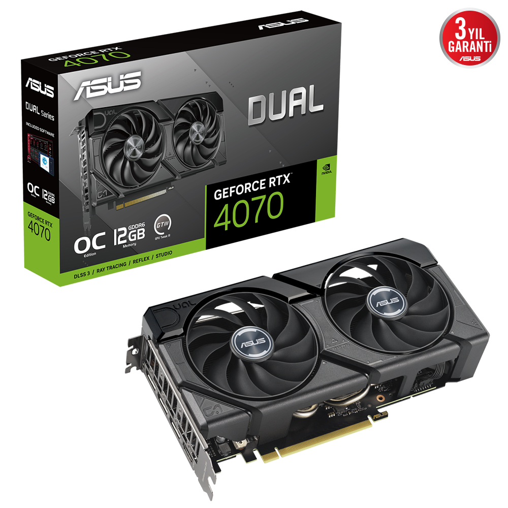 Asus%20DUAL-RTX4070-O12GD6-EVO%20RTX4070%2012Gb%20Gddr6%20192Bit%203xDp/1xHdmı