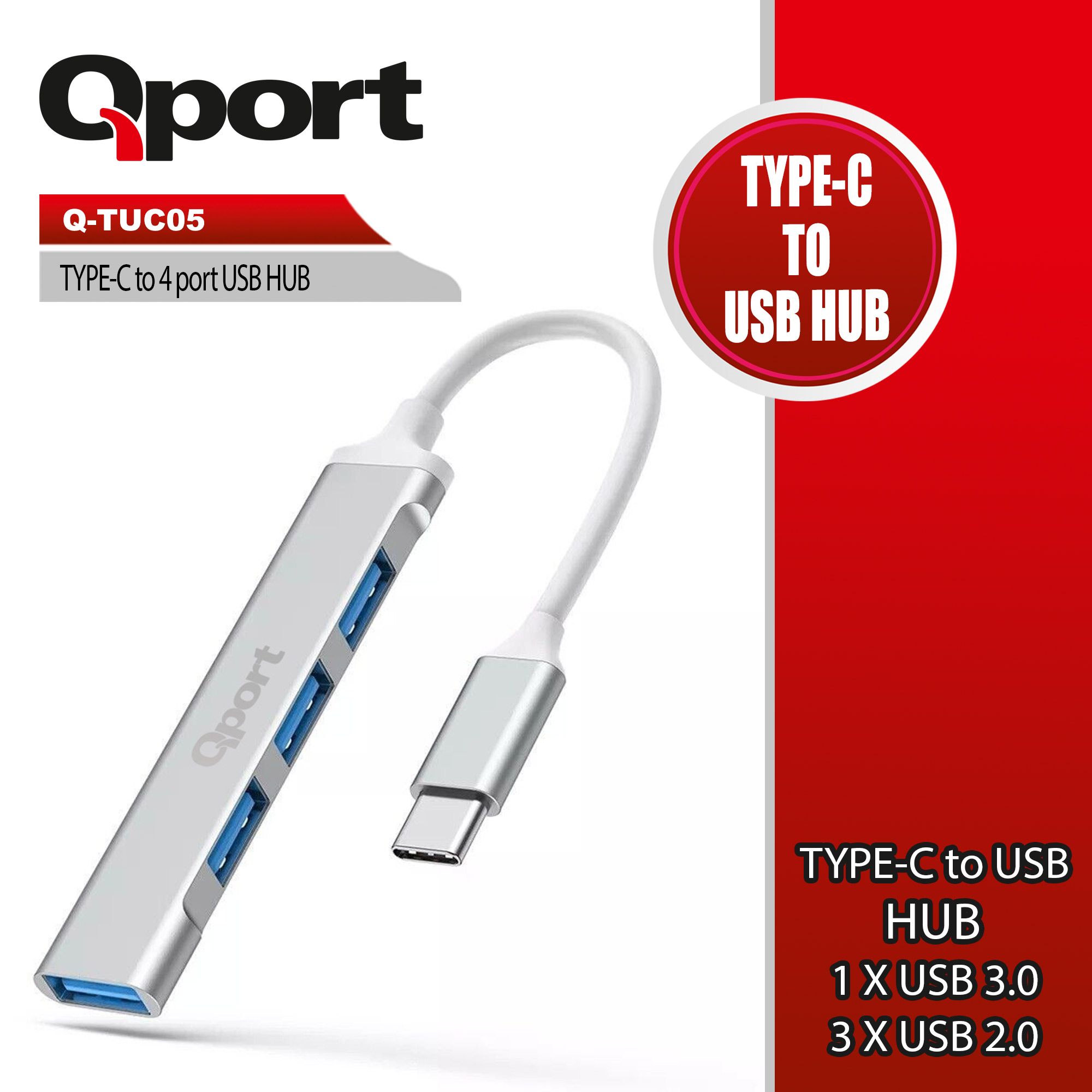 Qport%20Q-TUC05%20Type-c%20to%204%20Port%20Usb3.0%20Metal%20Usb%20Çoklayıcı