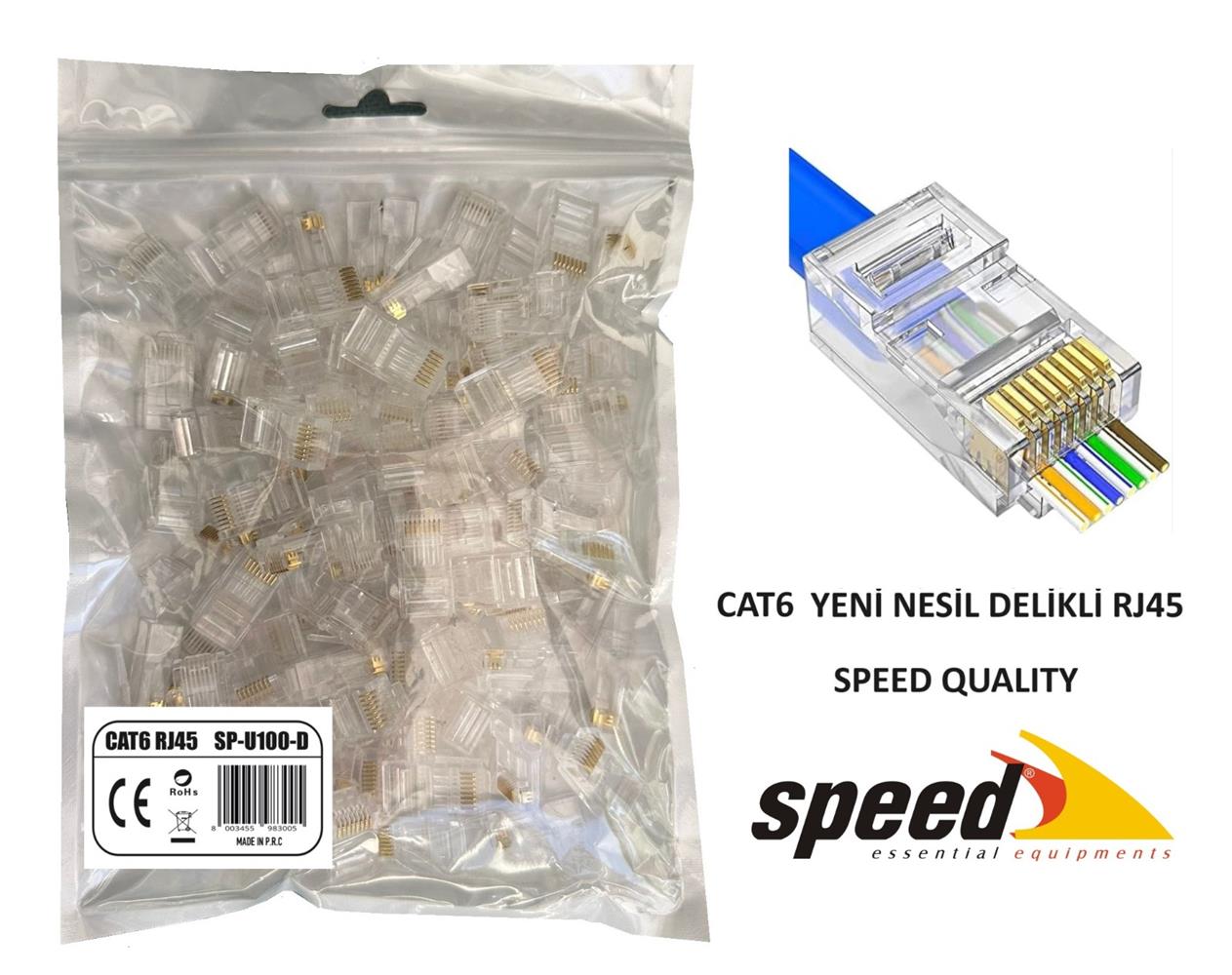 Speed%20SP-U100%20D%20CAT6%20100%20Adet%20Rj45%20Konnektör%20Delikli%20Yeni%20Nesil