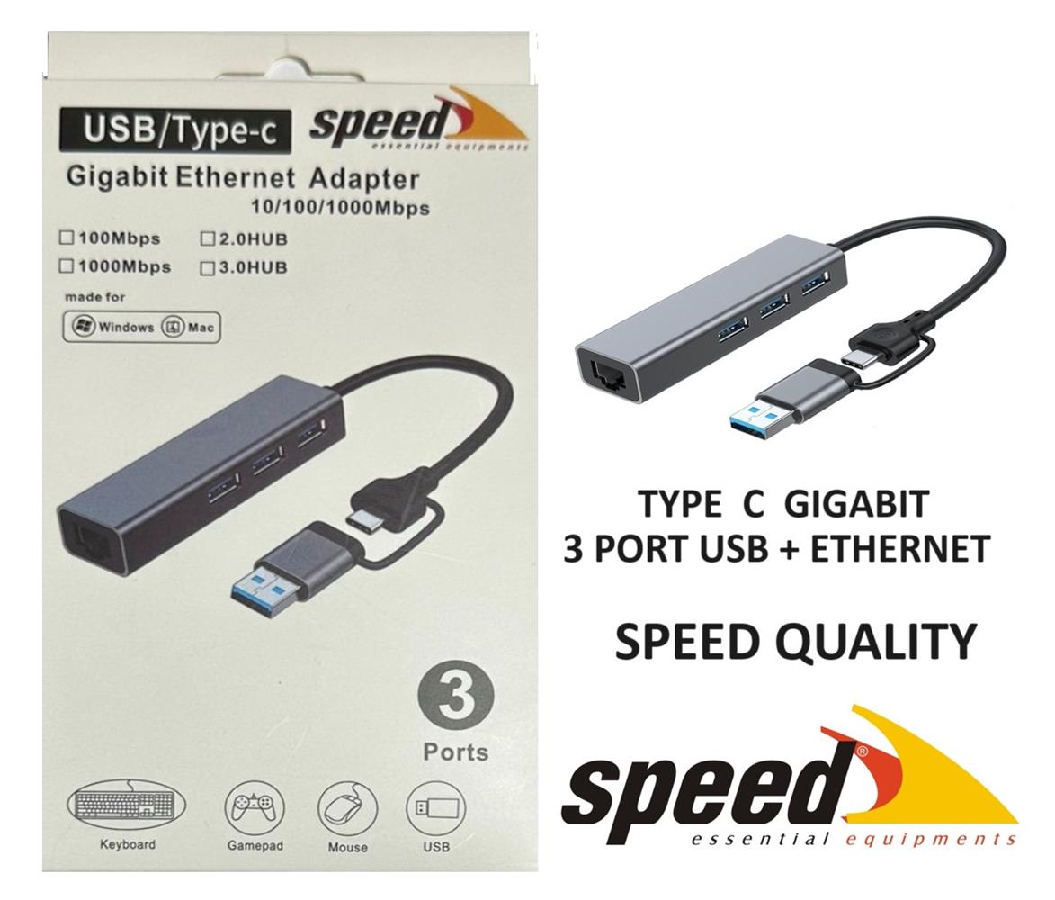 Speed%20UET01%2010-100-1000%20USB-Type%20c%203%20Port%20USB%203.0%20Çoklayıcı%20Gigabit%20Ethernet%20Çevirici