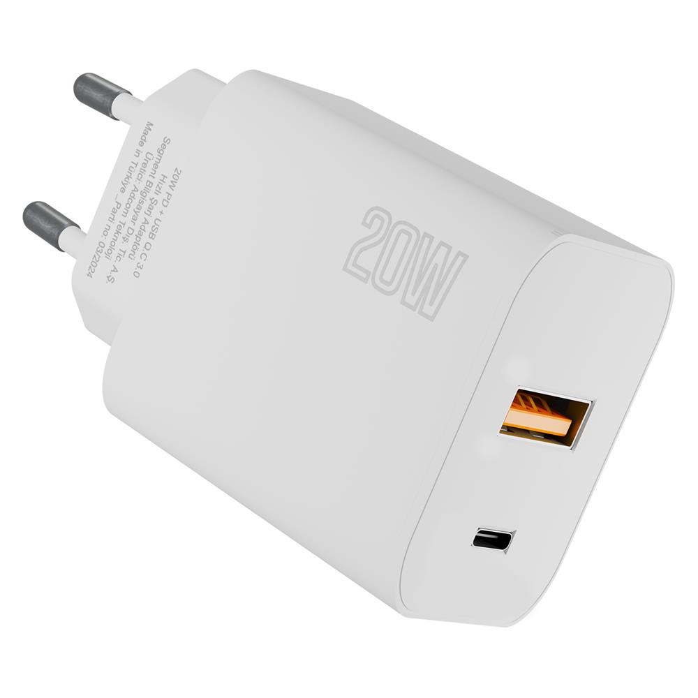 Hytech%20HY-XE46%20Type%20USB-C%2020W%20PD%20+USB%20QC%203.0%20Hızlı%20Ev%20Şarj%20Adaptörü