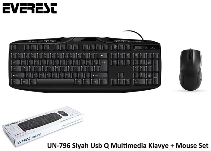 Everest%20UN-796%20Siyah%20Usb%20Q%20Multimedia%20Klavye%20+%20Mouse%20Set