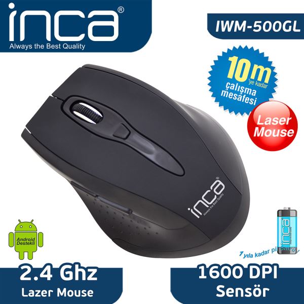 Inca%20IVM-500GL%202.4GHZ%20Wireless%201600DPİ%20Mouse