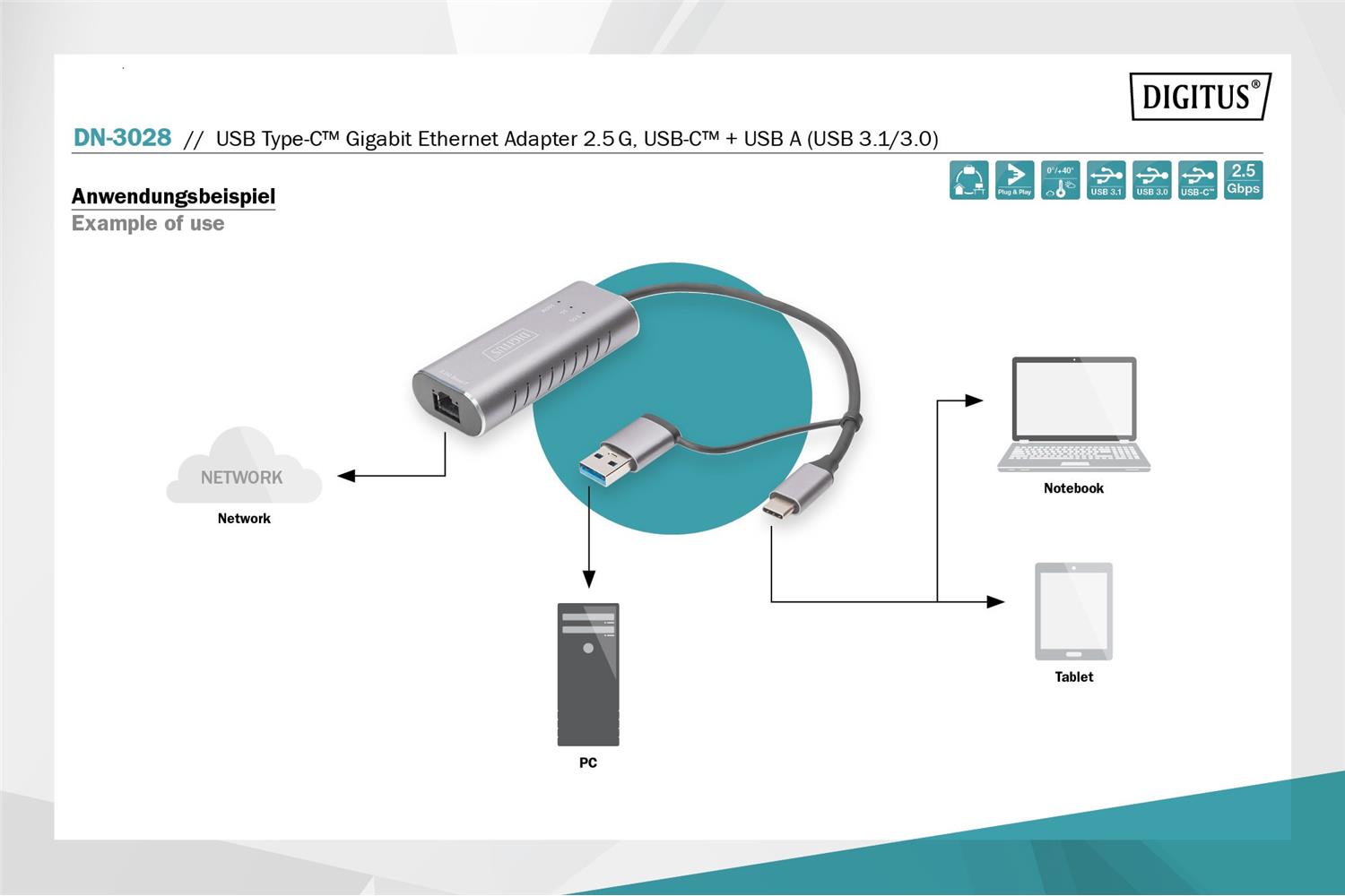 Digitus%20DN-3028%20USB%20Tip%20C%20Gigabit%20Ethernet%20Adaptörü%202.5G,%20USB-C%20+%20USB-A%20(USB%203.1-3.0)