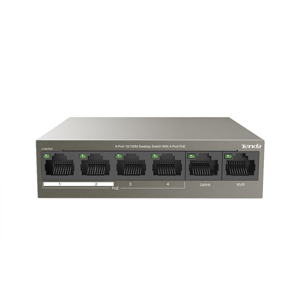 Tenda%20TEF1106P%206%20Port%204%20Port%20Poe+%2010-100%20+%202%20Port%20Uplink%20Switch%20Çelik%20Kasa%20Rack%20Mount