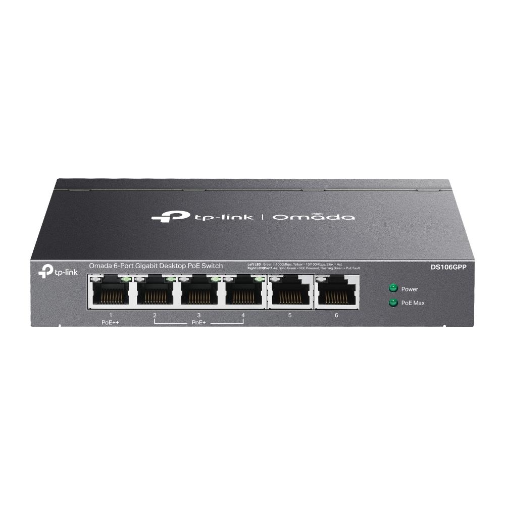 Tp-Link%20DS106GPP%204%20Port%2010-100-1000%20Poe+%20Switch%202%20Port%20Uplink%20Çelik%20Kasa%20Rack%20Mount