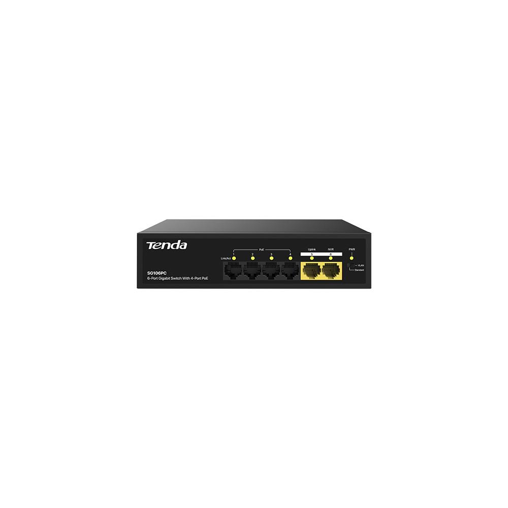 Tenda%20SG106PC%206%20Port%204%20Port%20Poe+%2010-100-1000%20Mbps%20+%202%20Port%20Uplink%20Switch%20Çelik%20Kasa%20Rack%20Mount