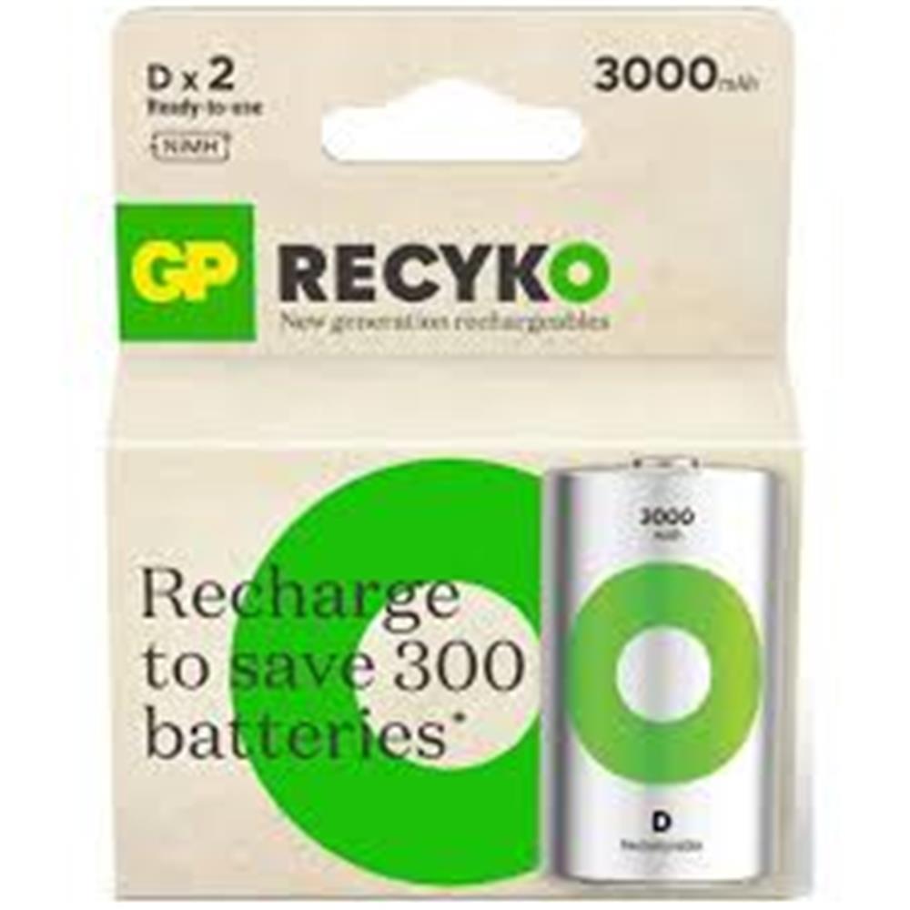 Gp%203000%20mAh%20Büyük%20Boy%20Şarjlı%20Pil%202%20li%20Paket%20D%20Boy%20GP300DHCR21-2TLB2