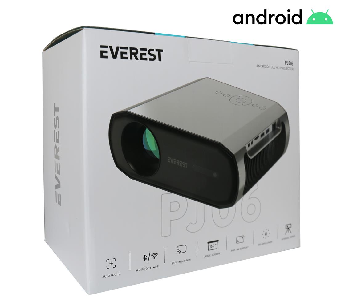 Everest%20PJ06%20Gri-%20Siyah%201080P%209800%20Lümens%20Tripodlu%20Android%209.0%204K%20Destekli%20Full%20HD%20Projeksiyon%20Cihaz