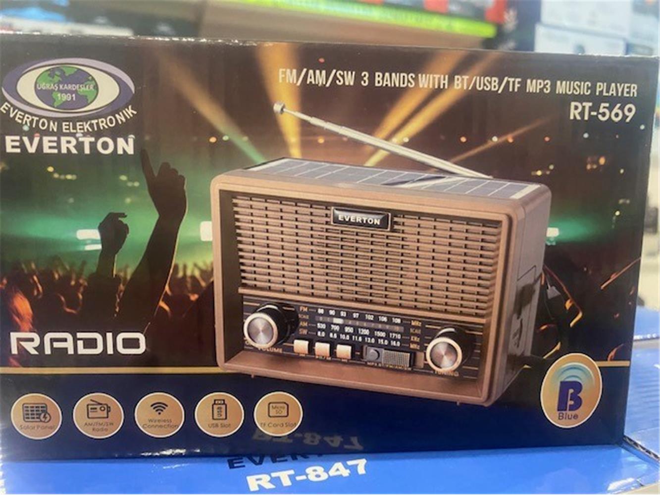 Everton%20Rt-569%20Bluetooth%20Fm-Usb-Tf-Aux%20Güneş%20Enerjili%20Şarjlı%20Nostaljik%20Radyo