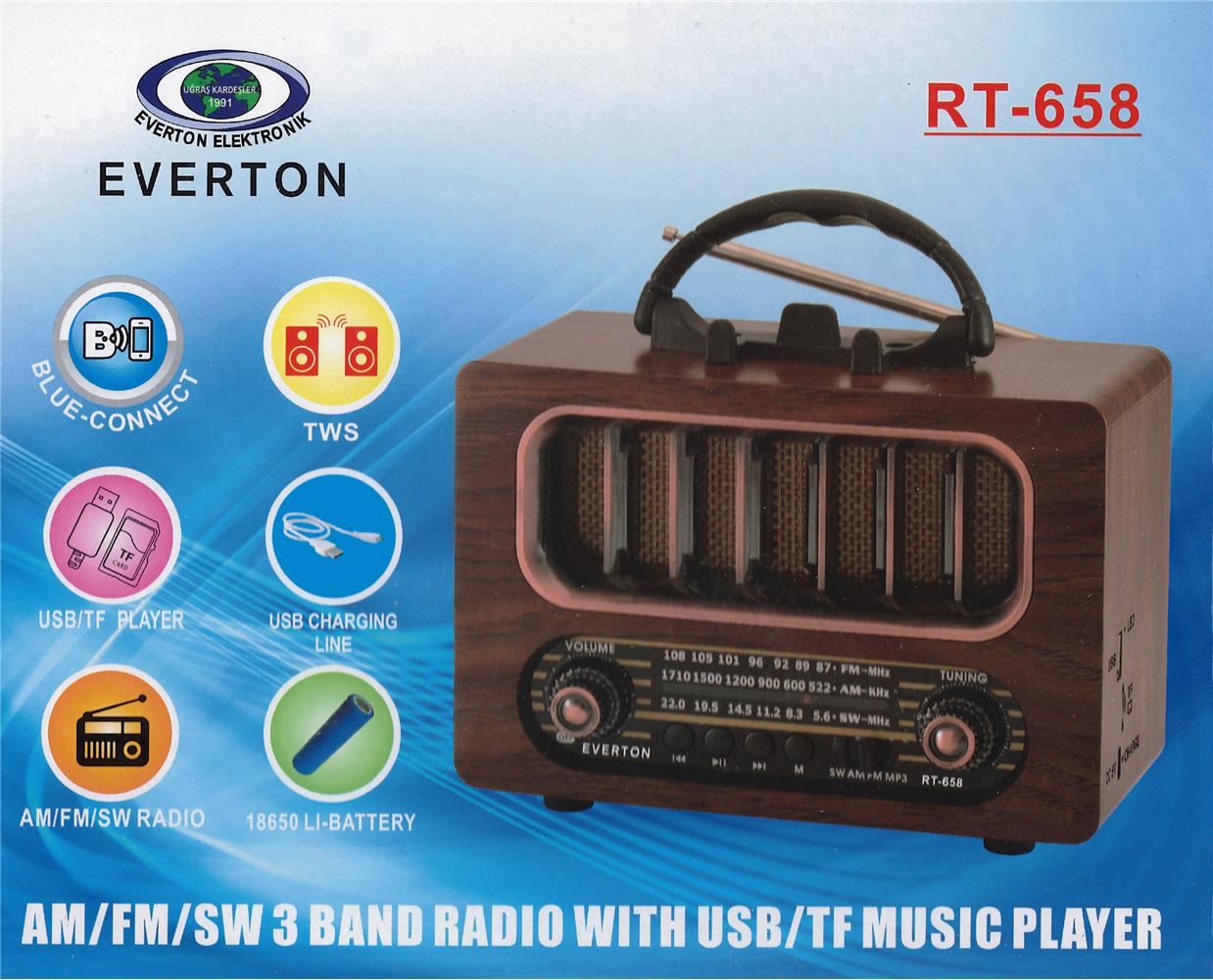 Everton%20Rt-836%20Bluetooth%20Fm-Usb-Tf-Aux%20Şarjlı%20Nostaljik%20Radyo