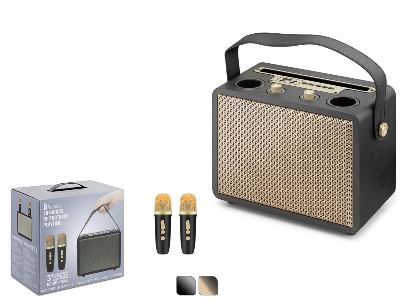 Hadron%20530M%20Gold%20Bluetooth%20Karaoke%202%20Mikrofonlu%20Speaker%2010W%20240-120-190MM