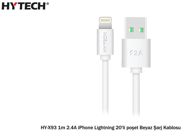 Hytech%20HY-X93%201m%202.A%20iPhone%20Lightning%20Şarj%20Kablosu%20Siyah