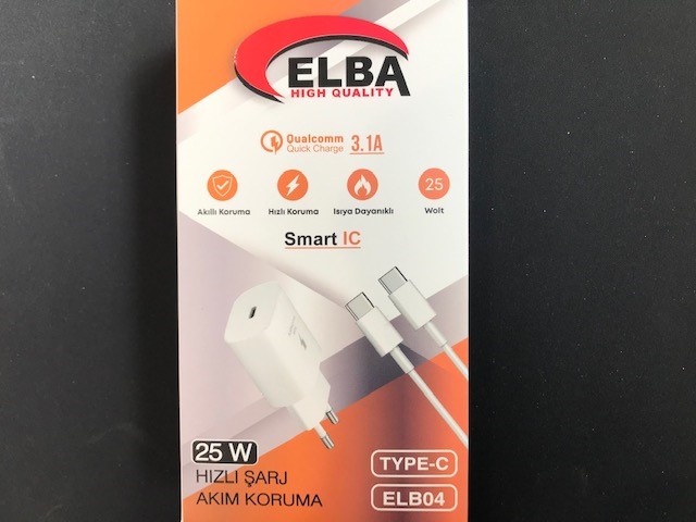 Elba%20ELB04-PD-25W%20Type-c%20Beyaz%2025W%20Usb-c%20Ev%20Şarj%20Kafa%201mt%20Type-c%20To%20Type-c%20Kablo%20PD3.0-QC4.0%20Hızlı%20Şarj