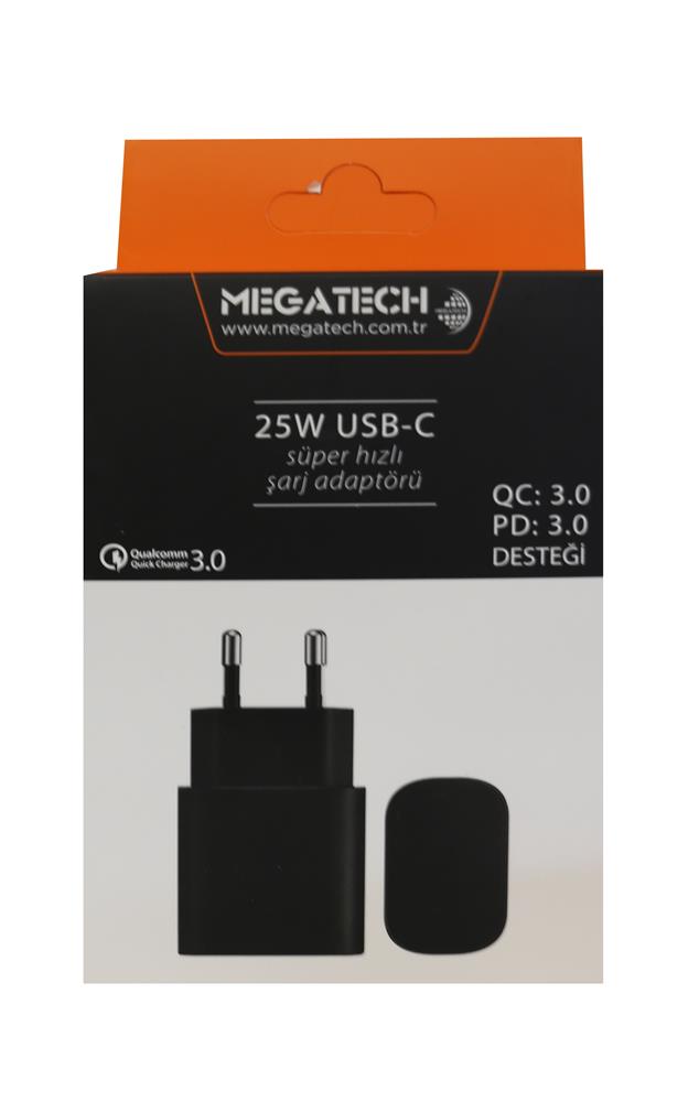 Megatech%2025w%20Siyah%20USB-C%20Şarj%20Kafa%20QC:3.0-PD:3.0