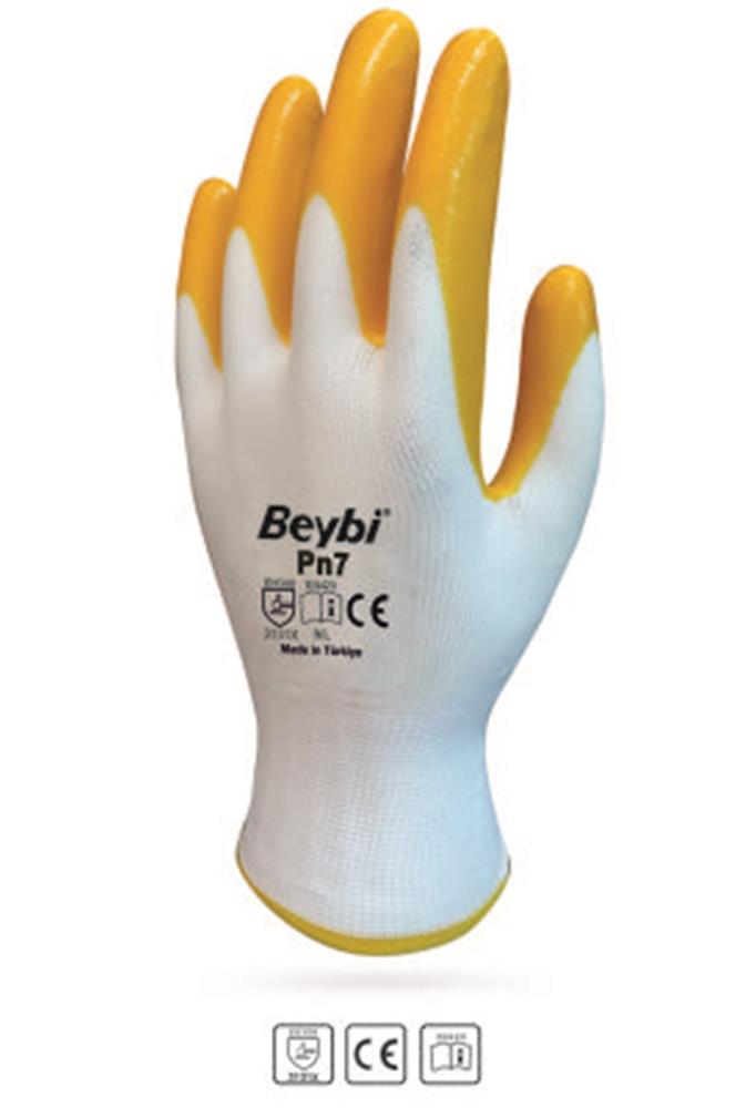 Beybi%20Nitril%20Poly%20PN7%2010%20Beden%20Beyaz%20Sarı%20Eldiven%2012li%20Paket