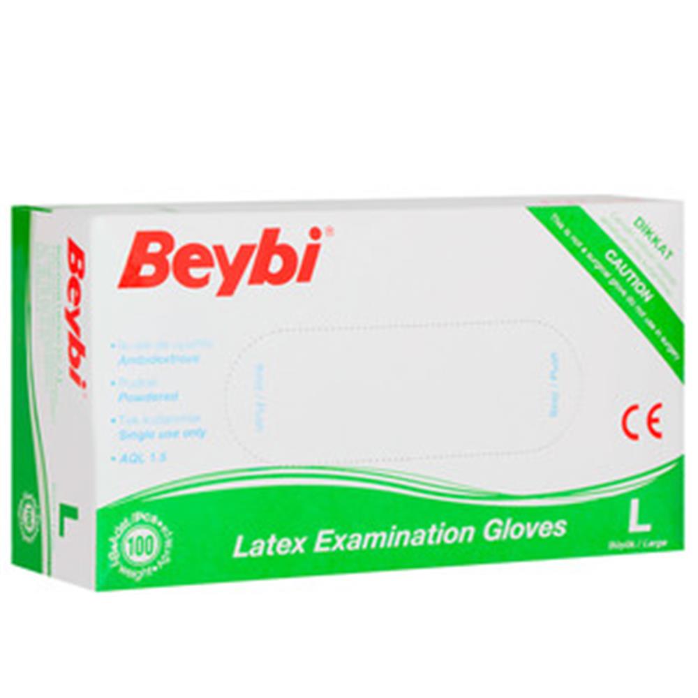 Beybi%20Lateks%20Pudralı%20(L)%20Large%20Beden%20Muayene%20Eldiven%20100lü%20Paket