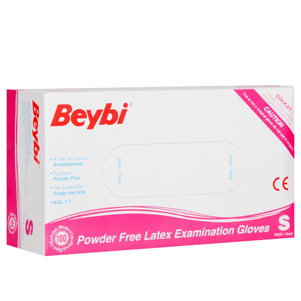 Beybi%20Lateks%20Pudrasız%20(S)%20Small%20Beden%20Muayene%20Eldiven%20100lü%20Paket