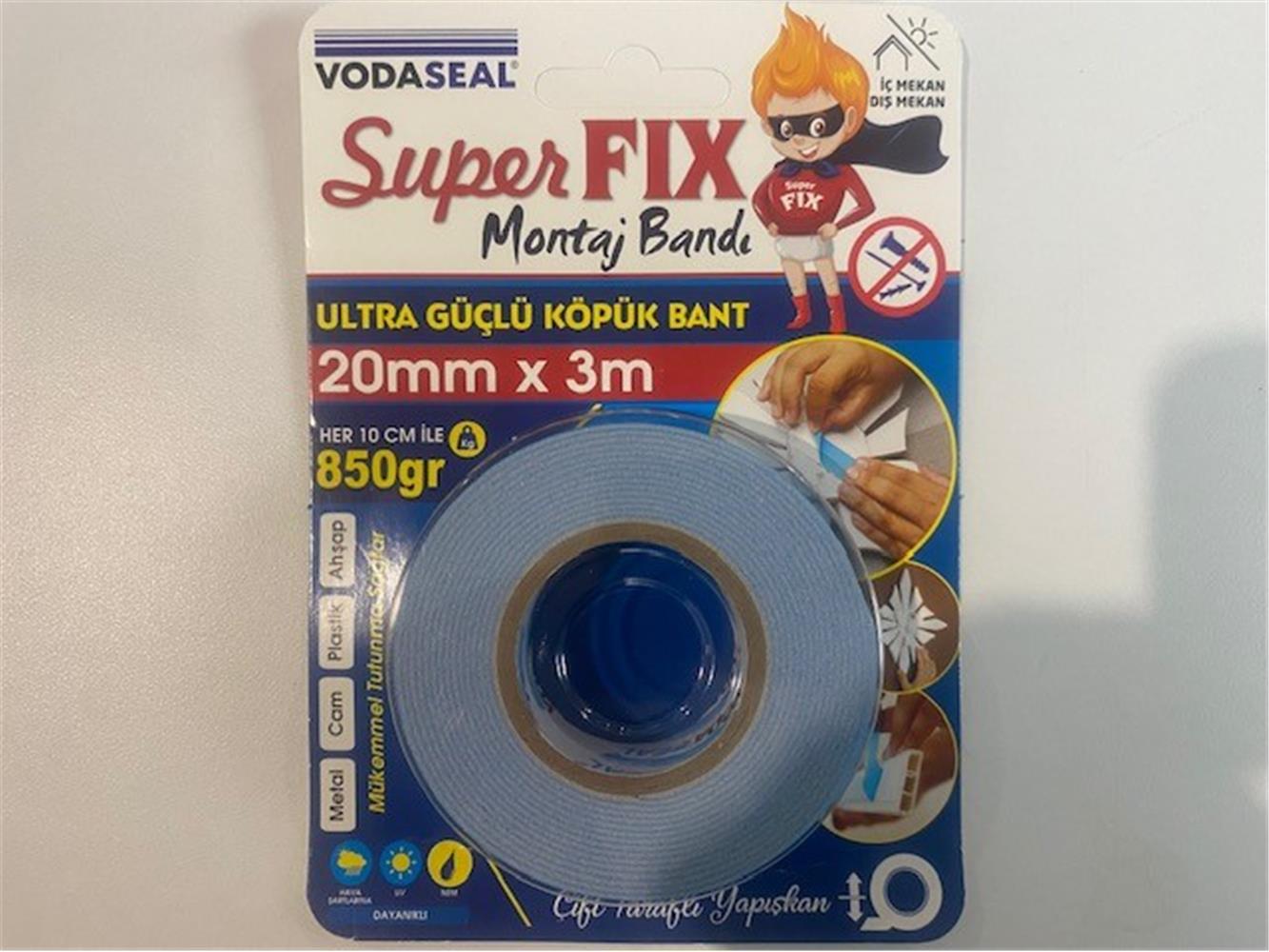 Vodaseal%20Super%20Fıx%20Köpük%20Bant%2020mmX3m%20(Metal-Cam-Plastik-Ahşap)