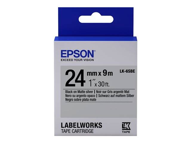 Epson%20LK-6SBE%20Mat%20Siyah%20Üzeri%20Mat%20Gümüş%2024MM%209Metre%20Etiket