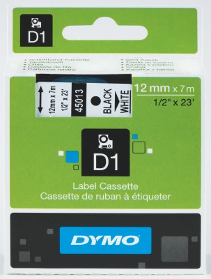 DYMO%20S0720530%20D1%20Yedek%20Şerit,%2012%20mm%20x%207%20mt,%20Beyaz-%20Siyah%20(45013)