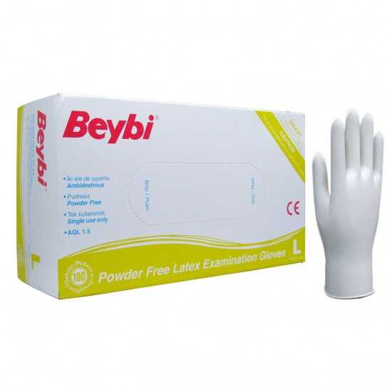 Beybi%20Lateks%20Pudrasız%20(L)%20Large%20Beden%20Muayene%20Eldiven%20100lü%20Paket