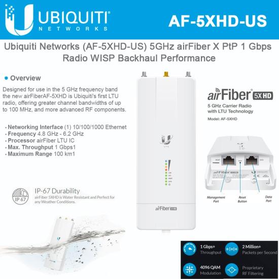 Ubnt Airfiber AF-5xHD 1000MBPS+ Poe Access Point