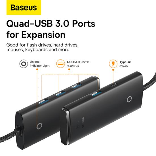 Baseus WKQX030301 Type-C To USB 3.0*4 Çevirici Hub