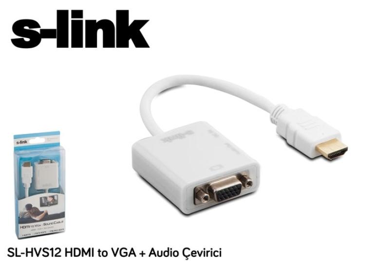 S-link SL-HVS12 Hdmı Erkek Vga Dişi Audio Çevirici