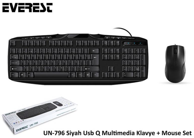 Everest UN-796 Usb Q Multimedia Klavye + Mouse Set