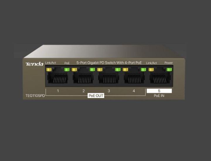 Tenda TEG1105PD 5 Port Switch Çelik Kasa