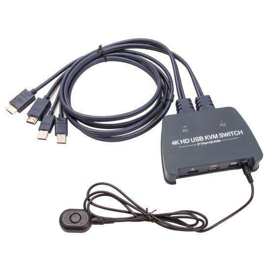 Vcom DD221-4K 2 Port Hdmi  Plastik Kasa Kvm Switch