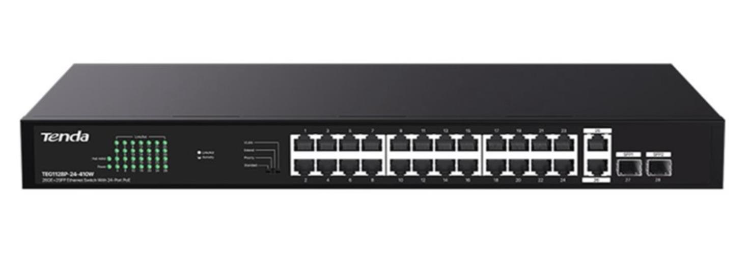 Tenda TEG1128P-24-410W 24 Port Poe+ Switch Çelik