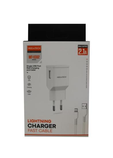 Megatech EC02 2.1A Lightning Usb Şarj Adaptörü