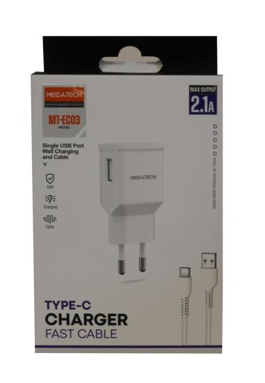 Megatech MT-EC03 2.1A Usb TYPE-C Şarj Adaptörü